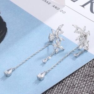 Bông tai bạc nữ đá CZ hoa Lưu ly LILI_148290