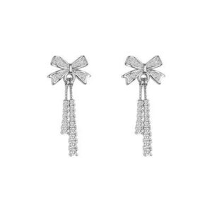 Bông tai bạc nữ đá CZ nơ sang trọng LILI_698154